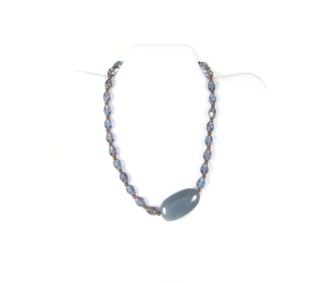 Large Blue-Gray Agate with Unusual Glass Chain