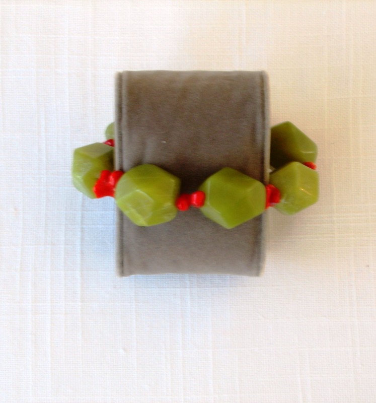 Green Aventurine Chunk and Coral Bracelet