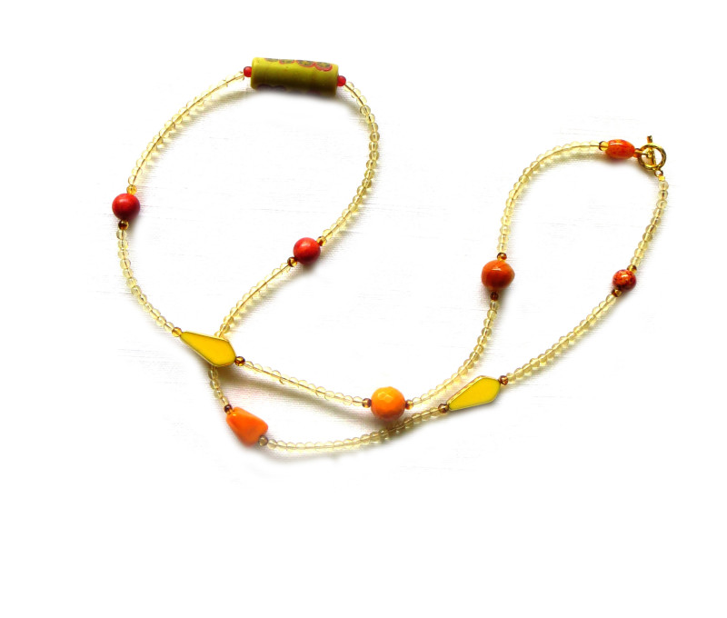 Long Illusion Necklace in Yellows and Oranges