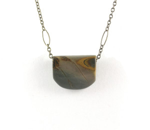 Sage, Olive and Dijon “Pocketbook” Pendant/necklace on a Bronze Chain