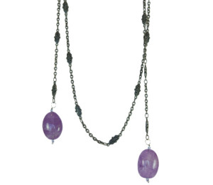 One of a Kind Amethyst Lariat Necklace