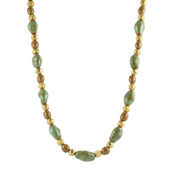 Egyptian Style Green, Brown, and Gold Necklace