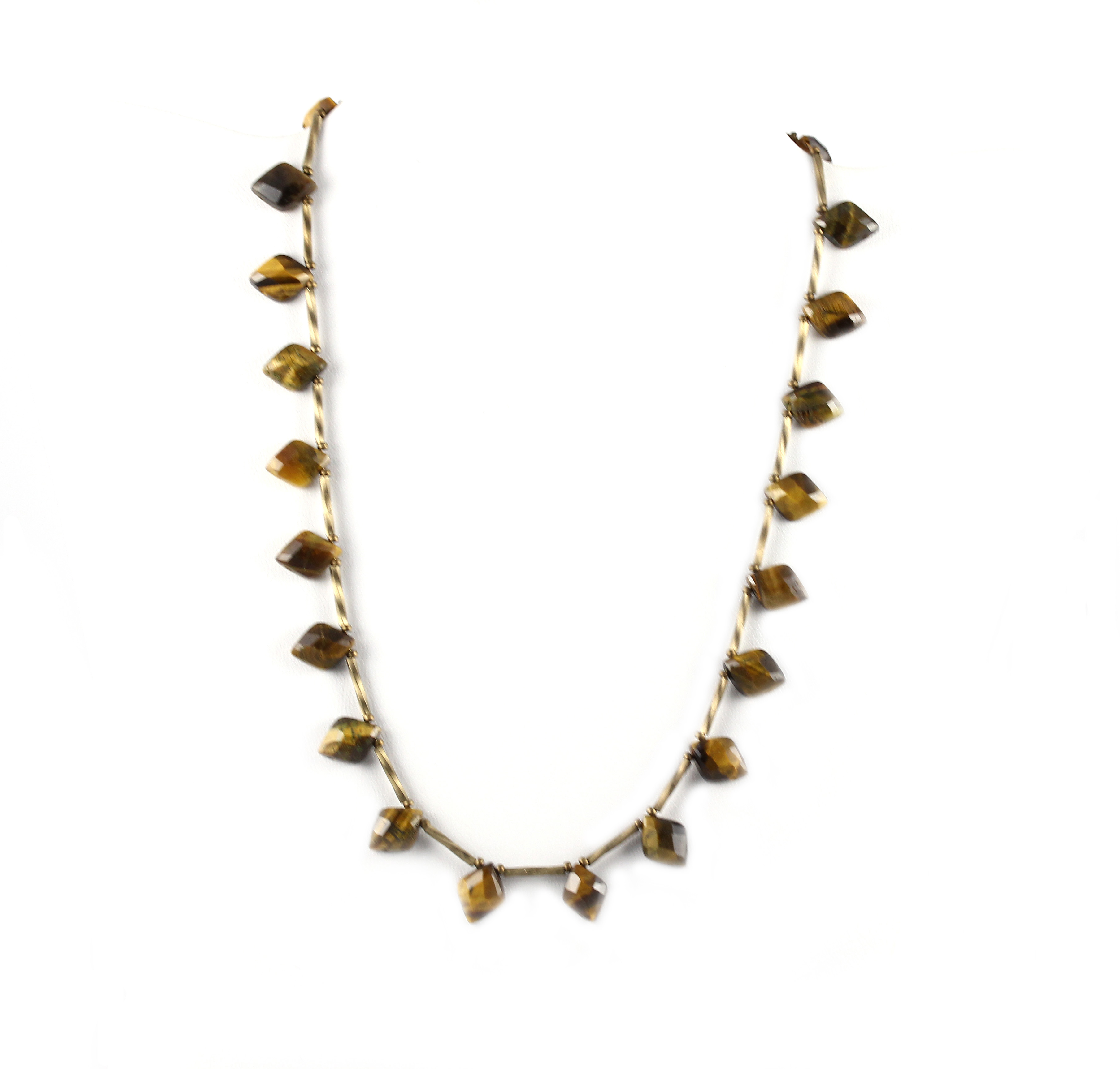 Tiger Eye and Bronze Miyuki Beads Necklace