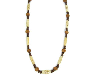 One-of-a-kind necklace with African, handmade, cream and brown beads.
