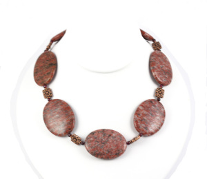 Rose Jasper Choker Necklace with Garnets and Copper