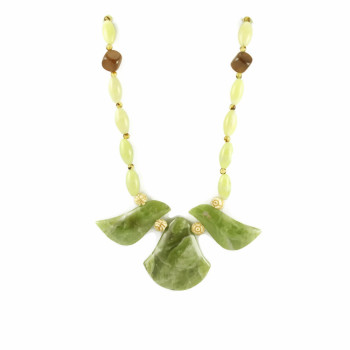 Green Kyanite Fan Shaped Pendant and Necklace