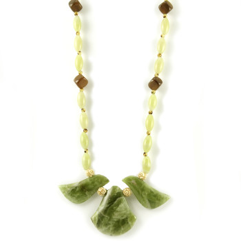 Green Kyanite Fan Shaped Pendant and Necklace