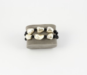 Bracelet with Baroque Chunky Pearls and Black Swarovski Beads