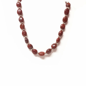 Wine Color Necklace with “Red Jasper” Nuggets and Silver Florets