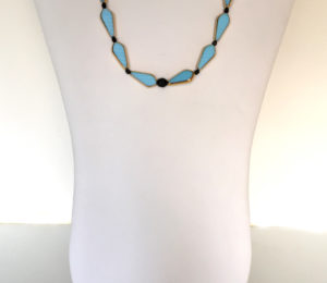 Blue and Gold Vintage Art Deco Necklace/Choker