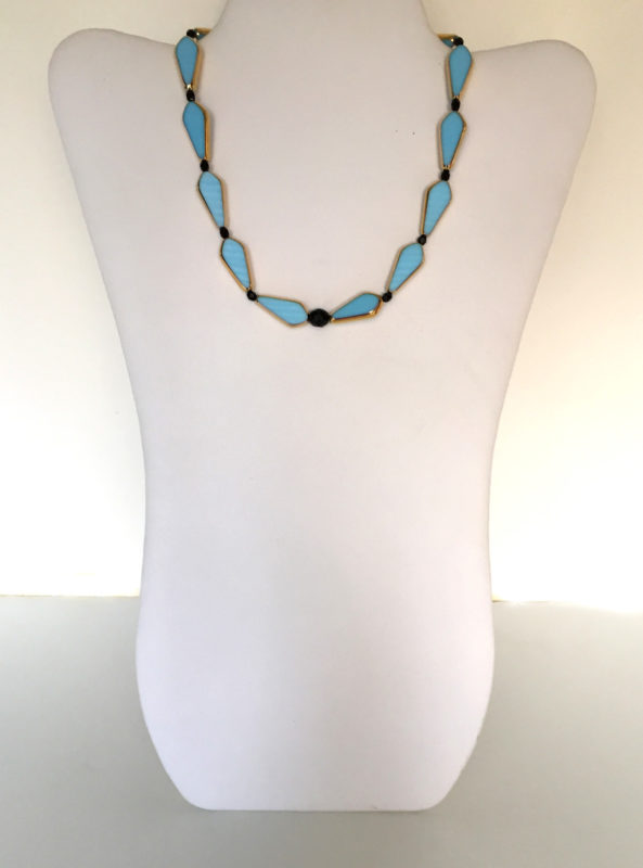 Blue and Gold Vintage Art Deco Necklace/Choker