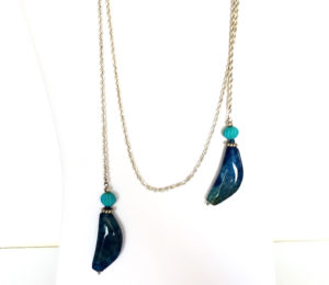 Royal Blue Agate Turquoise and Silver Lariat